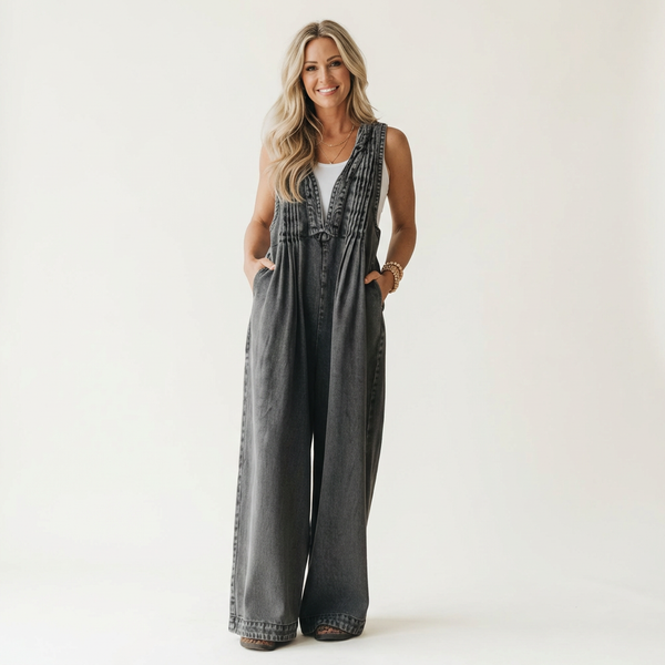 Griselda | Tuta in Denim Plissettato