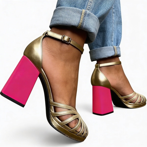 Veronica | Elegante Scarpe con Tacco Oro