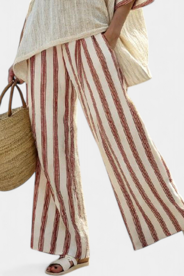 Helena | Pantaloni da Donna in Lino a Righe