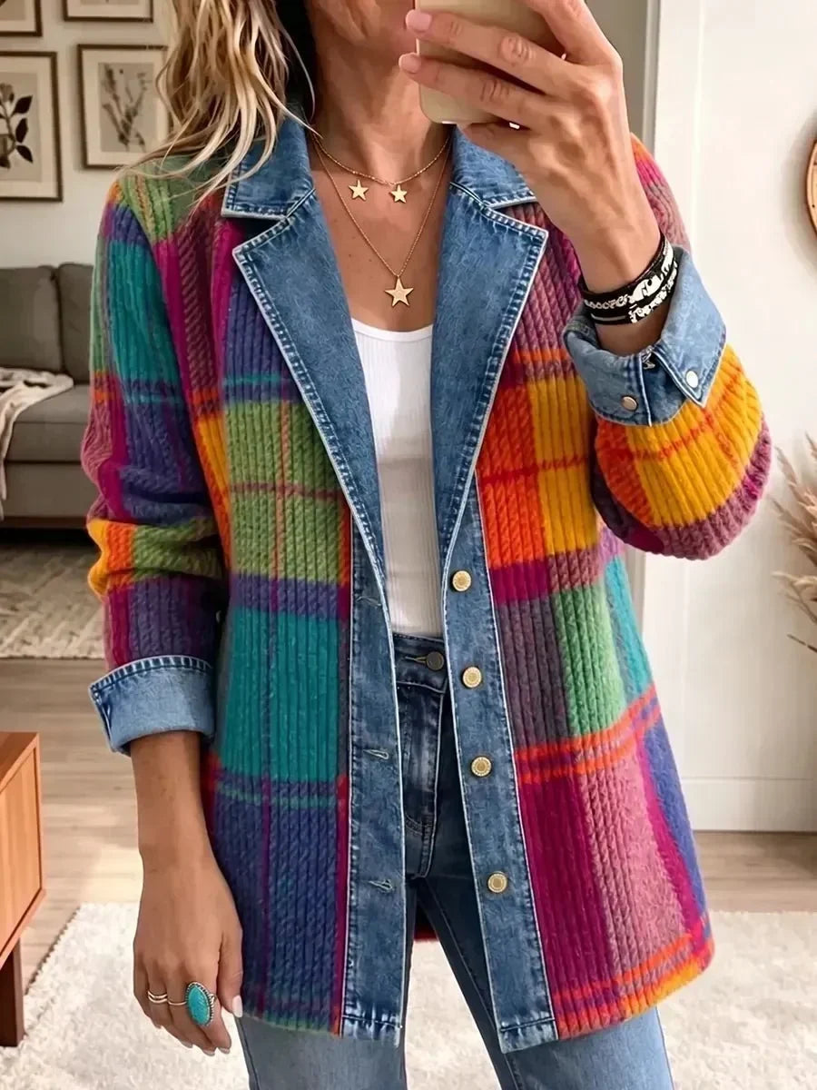 EMMA | Vintage Giacca in Denim a Quadri