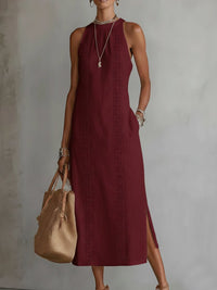 Corentine | Abito in Lino con Colletto con Tasche