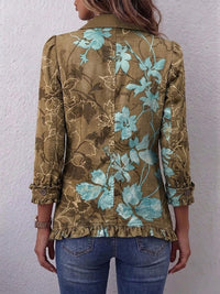 Blanche | Retrò Boho Giacca con Motivo Floreale con Volant