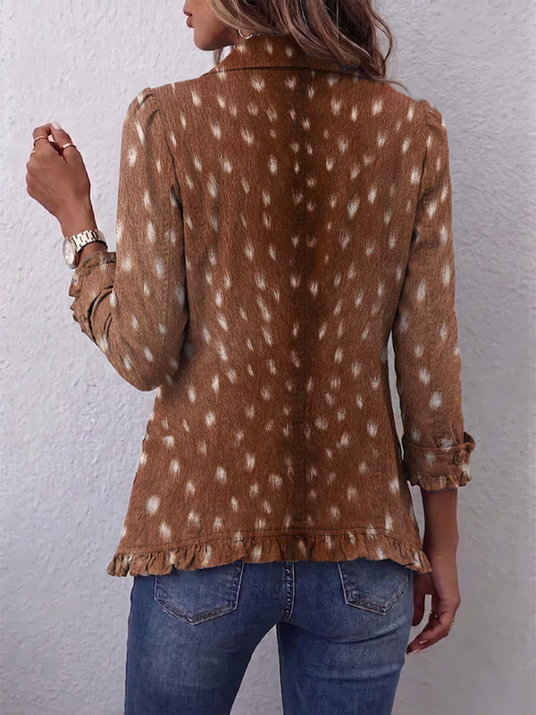 Hélène | Boho Giacca Marrone con Volant