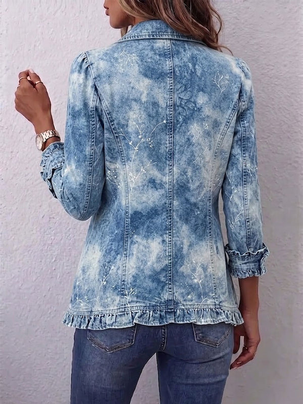 Guenièvre | Retrò Boho Giacca Blu con Volant