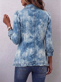 Guenièvre | Retrò Boho Giacca Blu con Volant