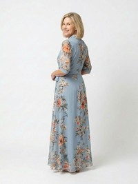 Elowen | Abito Maxi con Motivo Floreale con Scollo a V a Portafoglio