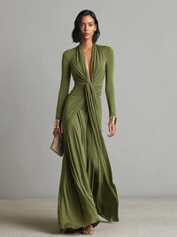 Valentine | Abito Maxi con Scollo a V con Volant