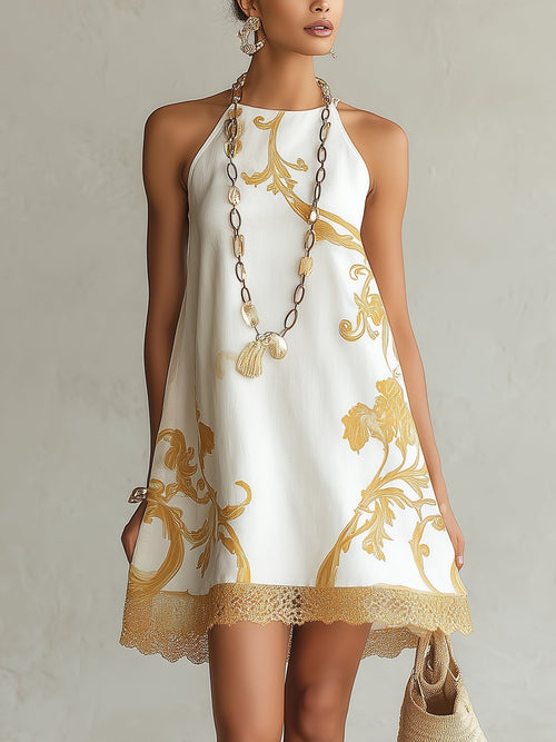 Héloïse | Abito Mini in Pizzo Bianco con Motivo Floreale™