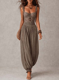 Wanda | Tuta in Pizzo Grigio Plissettato
