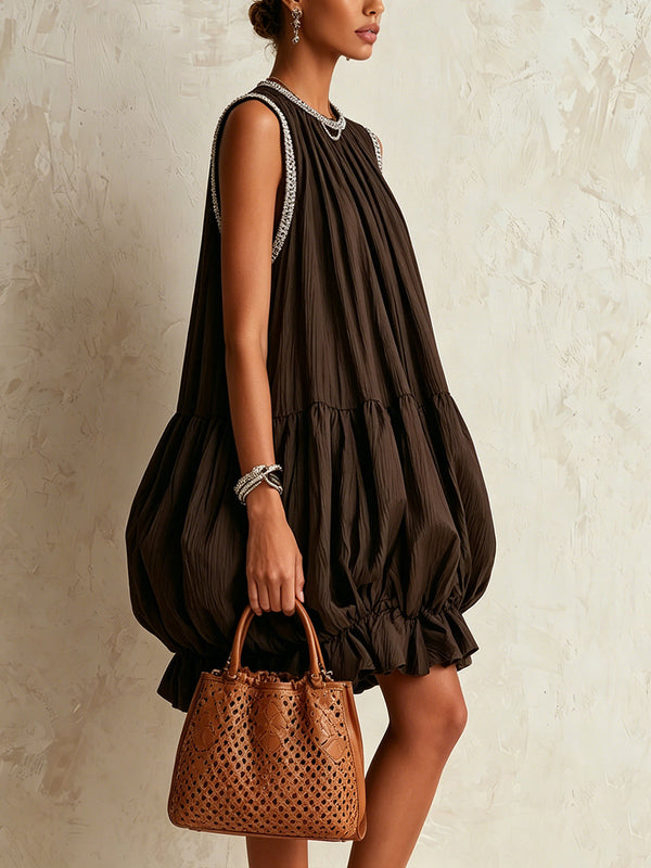 Colette | Abito Mini Marrone Senza Maniche
