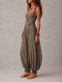 Wanda | Tuta in Pizzo Grigio Plissettato