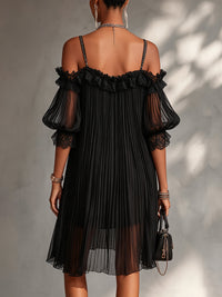 Camille | Abito Mini in Chiffon Nero con Spalle Scoperte