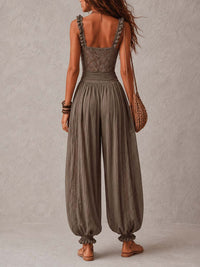 Wanda | Tuta in Pizzo Grigio Plissettato