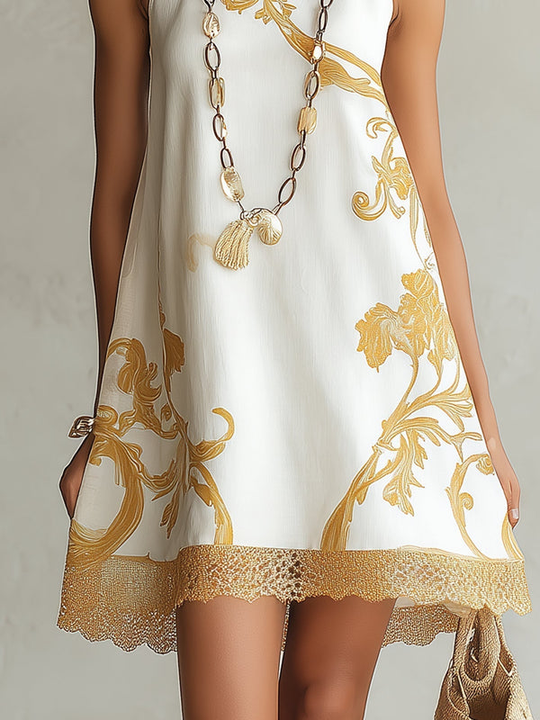 Héloïse | Abito Mini in Pizzo Bianco con Motivo Floreale