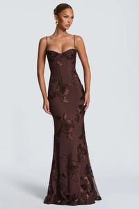 Anastasia | Abito Maxi con Motivo Floreale con Ricamo
