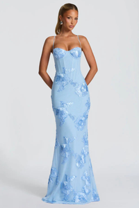 Anastasia | Abito Maxi con Motivo Floreale con Ricamo