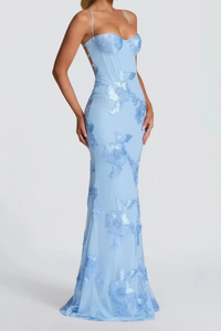 Anastasia | Abito Maxi con Motivo Floreale con Ricamo