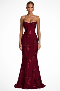 Anastasia | Abito Maxi con Motivo Floreale con Ricamo