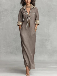 MAREN | Abito Maxi in Lino a Righe