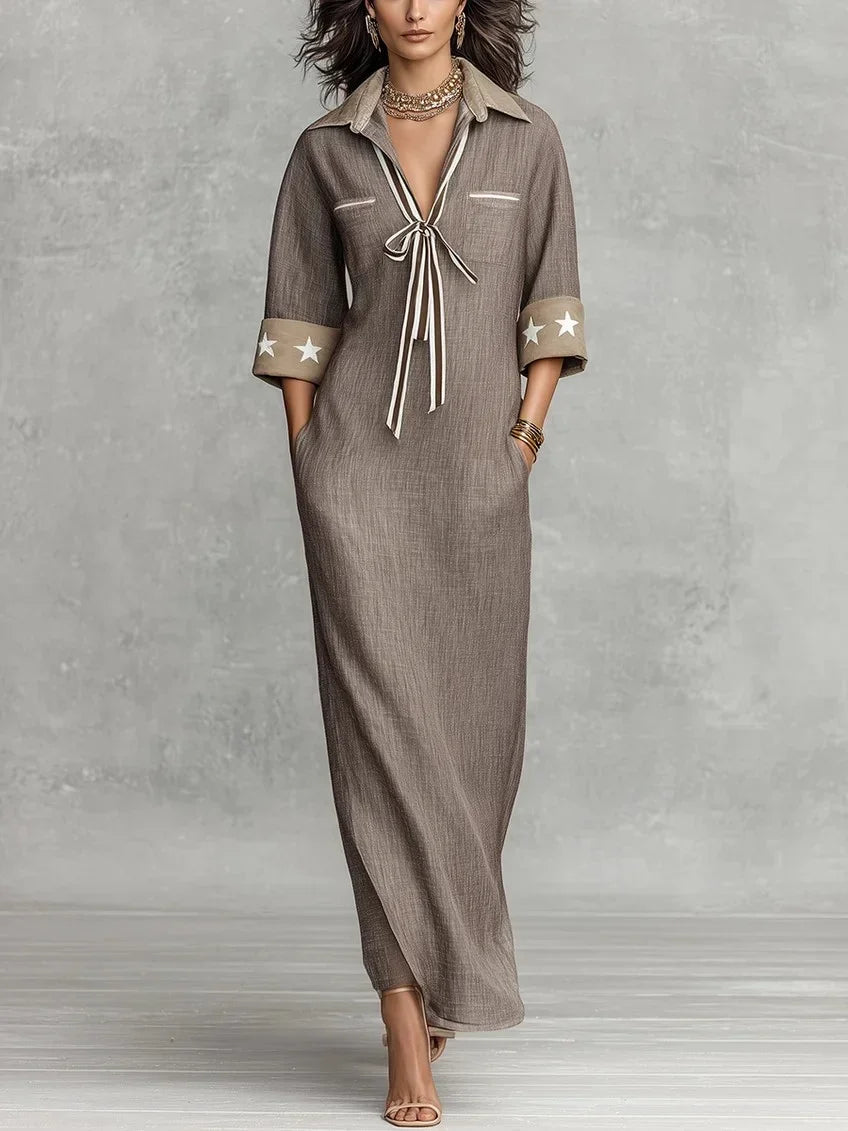 MAREN | Abito Maxi in Lino a Righe