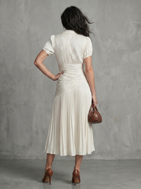 Theodora | Abito Midi a Righe Plissettato