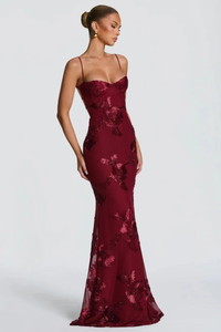 Anastasia | Abito Maxi con Motivo Floreale con Ricamo