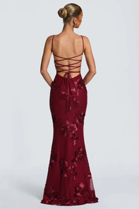Anastasia | Abito Maxi con Motivo Floreale con Ricamo
