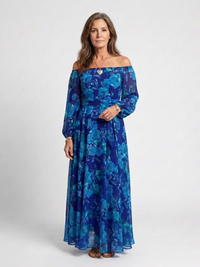 Violet & Grace | Abito Maxi con Motivo Floreale con Spalle Scoperte