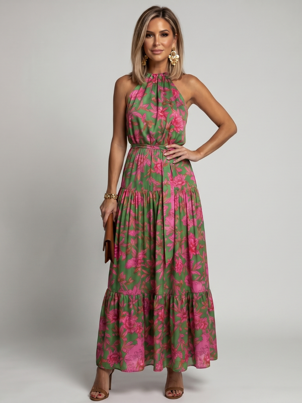 Rowen | Abito Midi con Collo Halter Drappeggiato