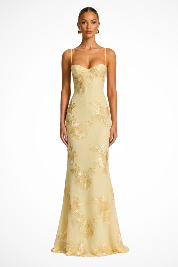 Anastasia | Abito Maxi con Motivo Floreale con Ricamo