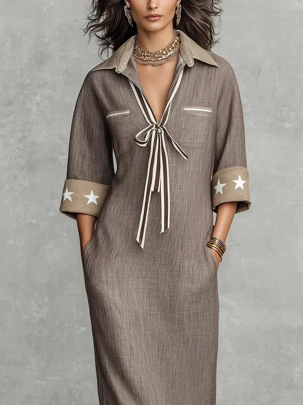 MAREN | Abito Maxi in Lino a Righe