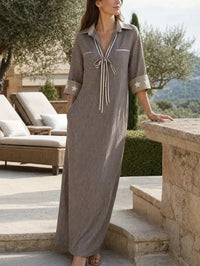 MAREN | Abito Maxi in Lino a Righe