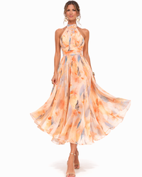 Aurora | Abito in Raso con Collo Halter