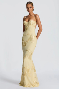 Anastasia | Abito Maxi con Motivo Floreale con Ricamo