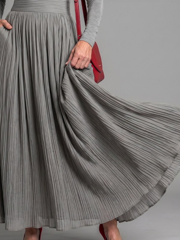 Lana | Abito Midi con Collo Alto a Maniche Lunghe
