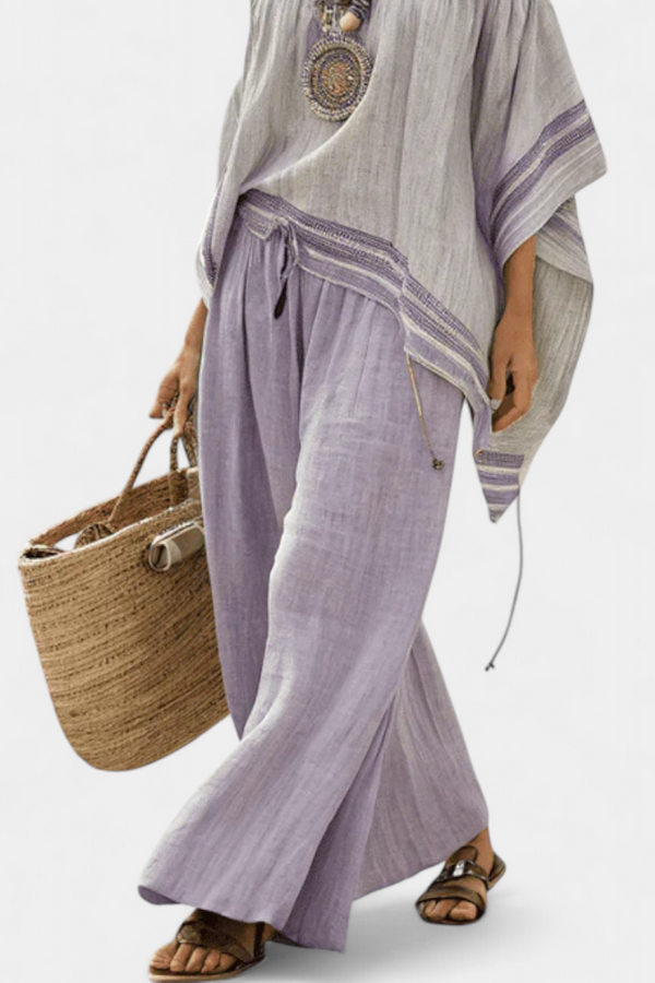 Lauren | Pantaloni da Donna a Righe con Spalle Scoperte