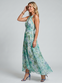 Portia | Abito Midi con Collo Halter Plissettato