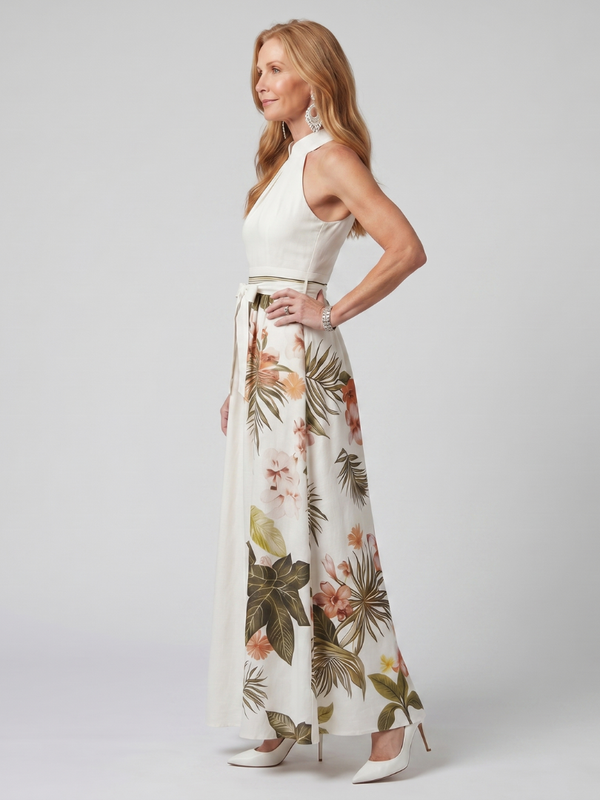 Meadow | Abito Maxi con Collo Halter Drappeggiato