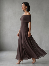 June | Abito Midi con Spalle Scoperte Drappeggiato