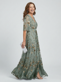 Selora | Abito Maxi con Motivo Floreale con Collo Halter
