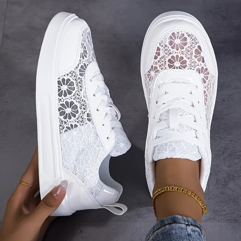 Dentelle | Sneakers da Donna in Pizzo con Motivo Floreale
