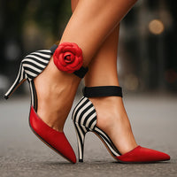 Floral | Scarpe con Tacco Bordeaux con Motivo Floreale con Motivo Leopardato