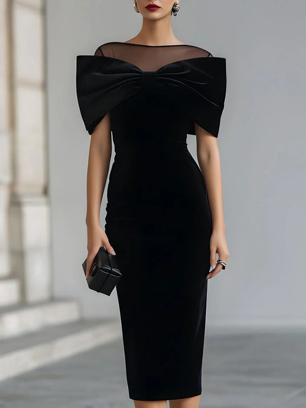 Regina | Abito Midi in Velluto Nero