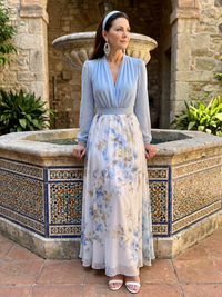 Augusta | Abito Maxi con Motivo Floreale con Scollo a V