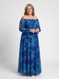 Violet & Grace | Abito Maxi con Motivo Floreale con Spalle Scoperte