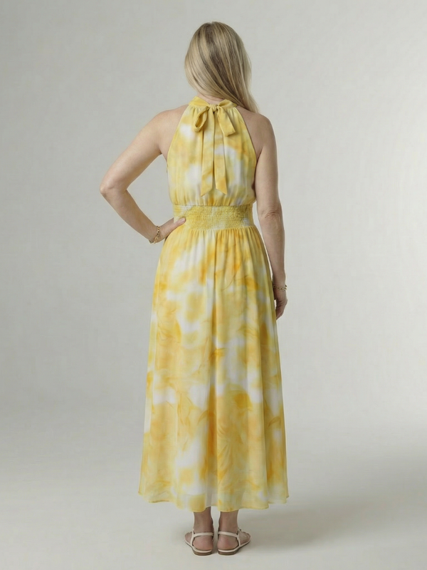 Sylin | Abito Midi con Collo Halter Arricciato