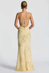 Anastasia | Abito Maxi con Motivo Floreale con Ricamo