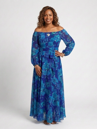 Violet & Grace | Abito Maxi con Motivo Floreale con Spalle Scoperte
