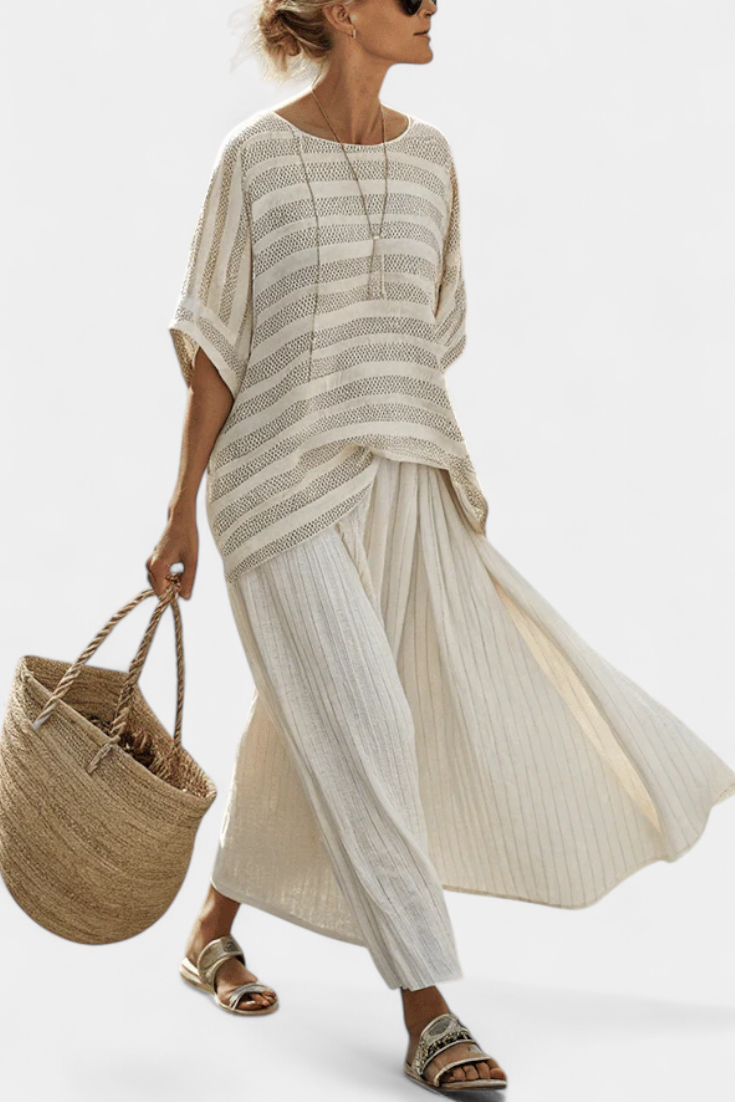 Serena | Pantaloni da Donna in Lino a Righe