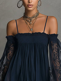 Noemi | Abito Mini in Chiffon Blu Navy